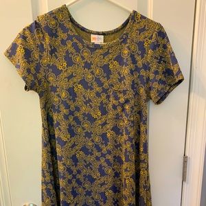 LuLaRoe blue with gold medallion dress